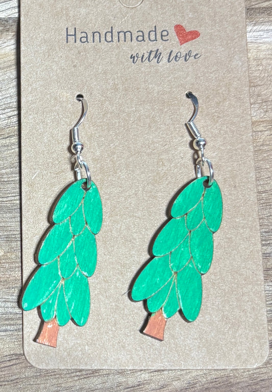 Simple Christmas Tree Dangle Earrings