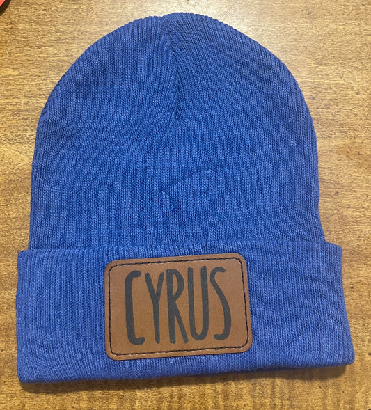 Kid Beanies with Leather Engraved Patch