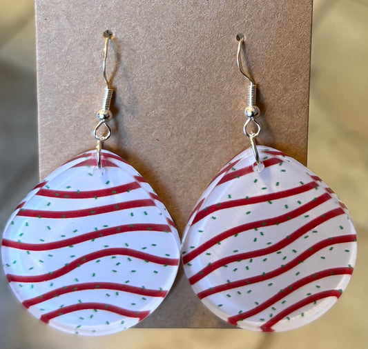 Acrylic Printed Christmas Tree Dangle Earrings