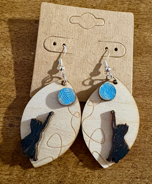 Cat Yarn Dangle Earrings