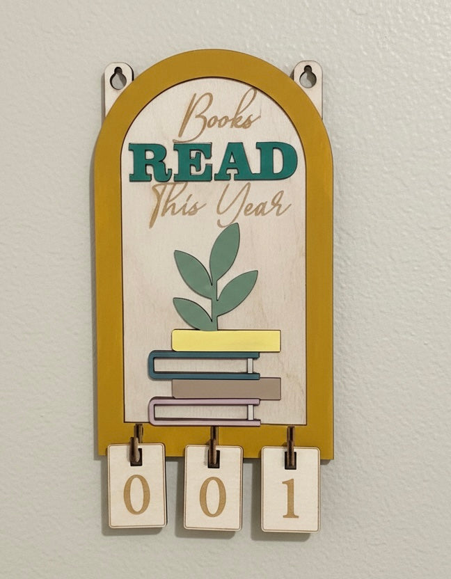 Wooden Books Read Tracker Sign