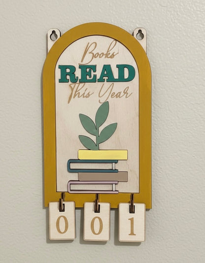 Wooden Books Read Tracker Sign