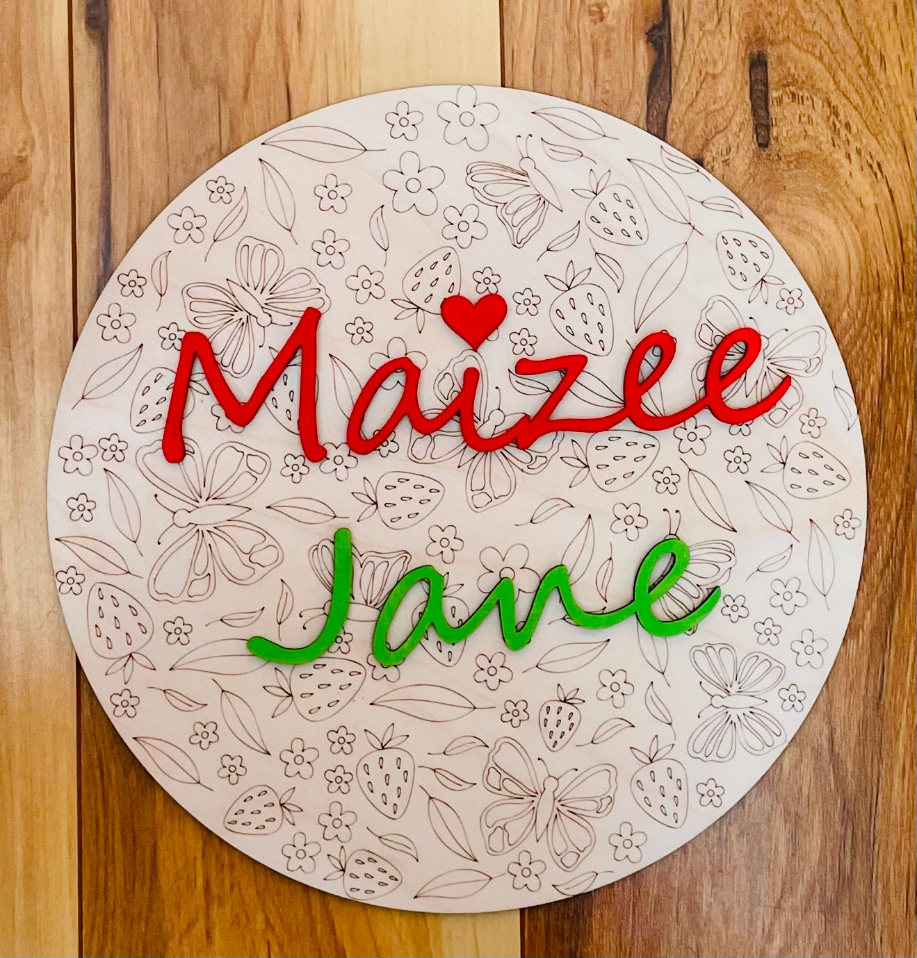 Doodle Name 10” Wood Circle