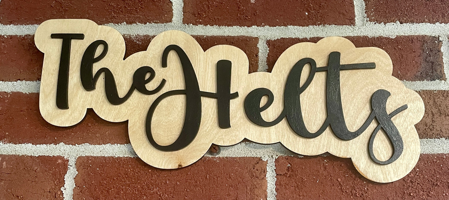 Layered Family Last Name Sign