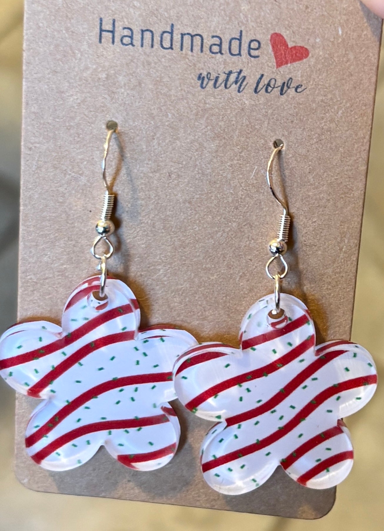 Acrylic Printed Christmas Tree Dangle Earrings