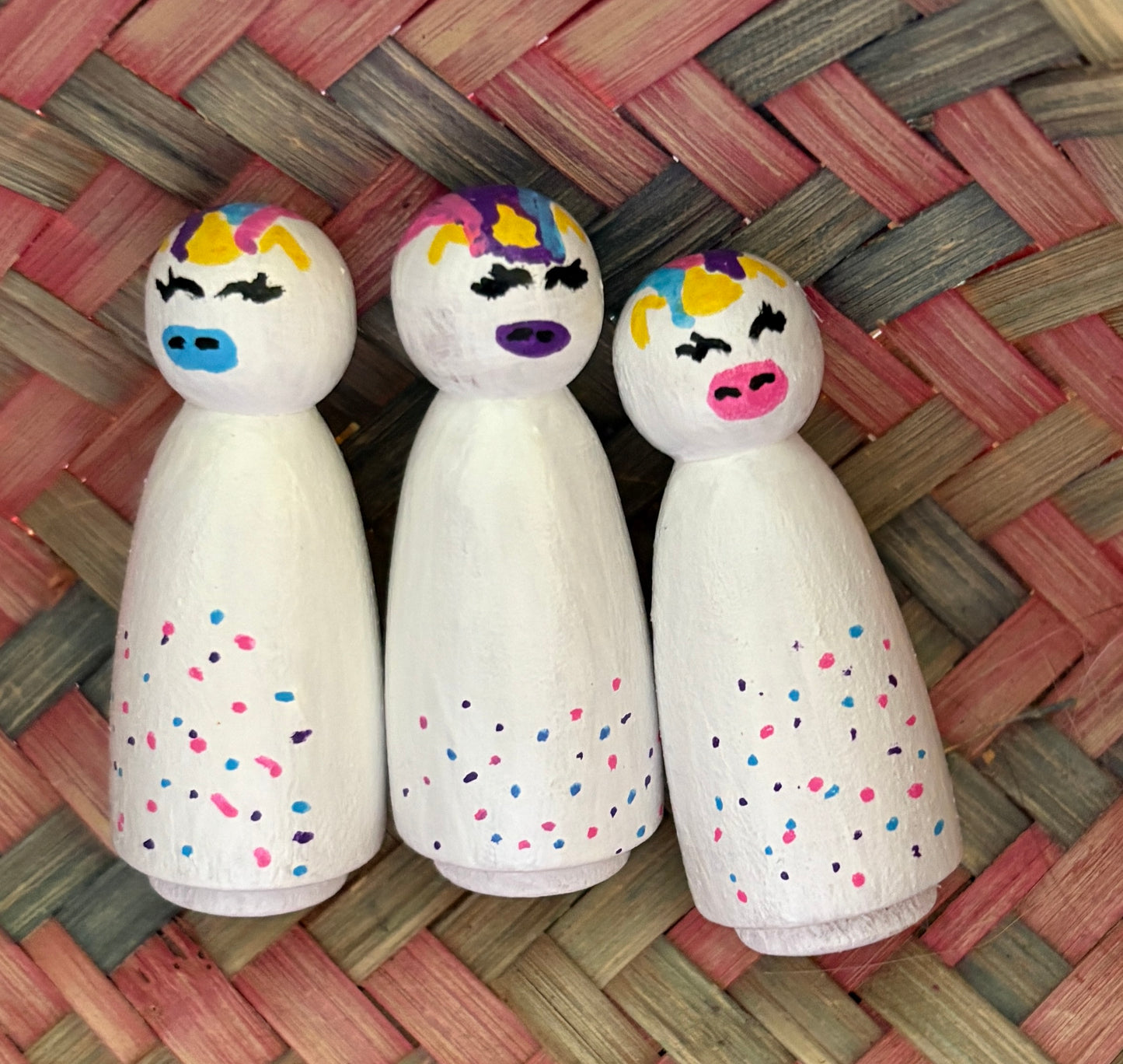 2” Unicorn Peg Doll Set