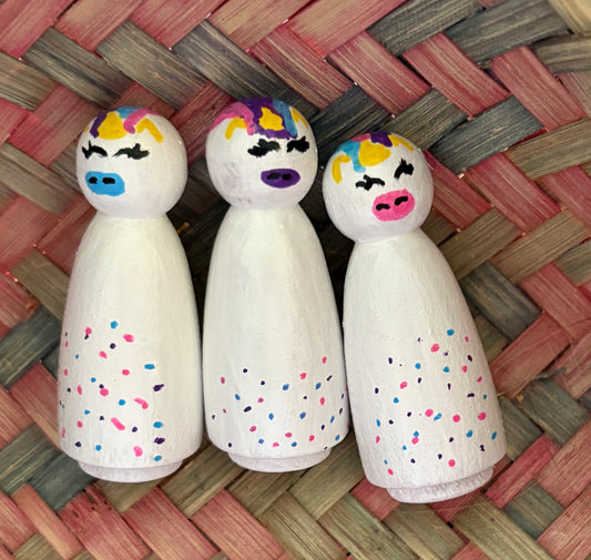 2” Unicorn Peg Doll Set