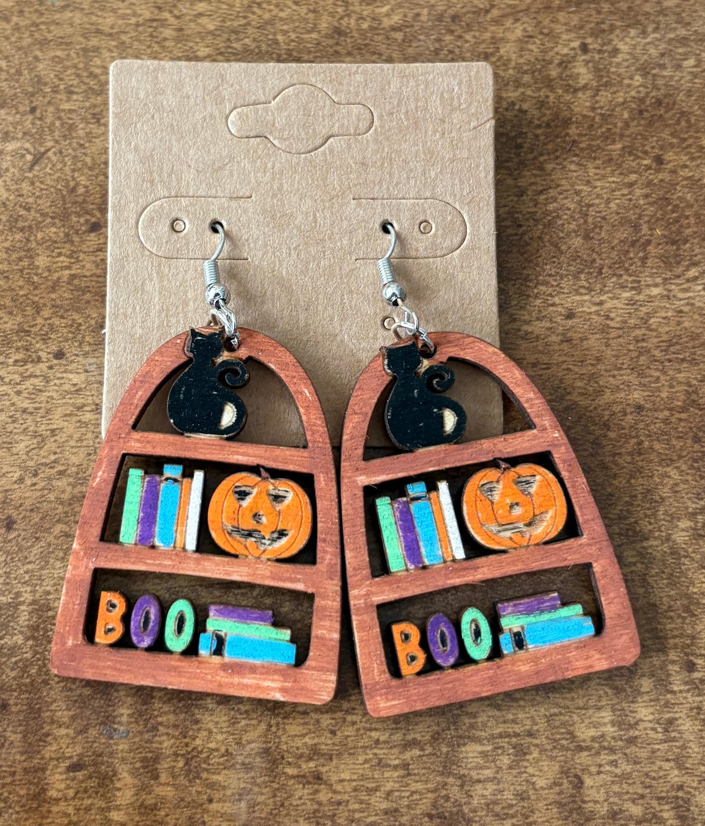 Halloween Bookshelf Dangle Earrings