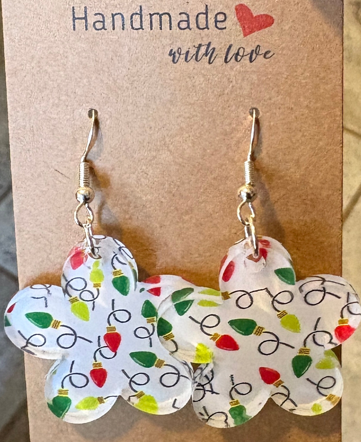 Acrylic Printed Christmas Lights Dangle Earrings