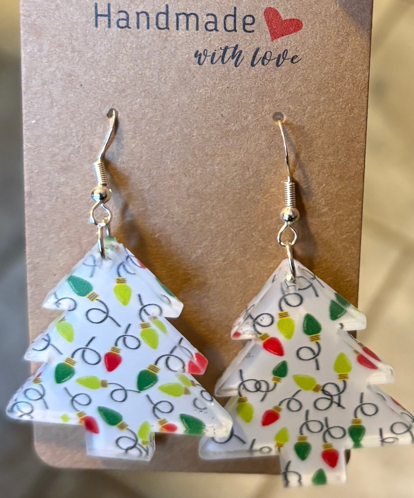 Acrylic Printed Christmas Lights Dangle Earrings
