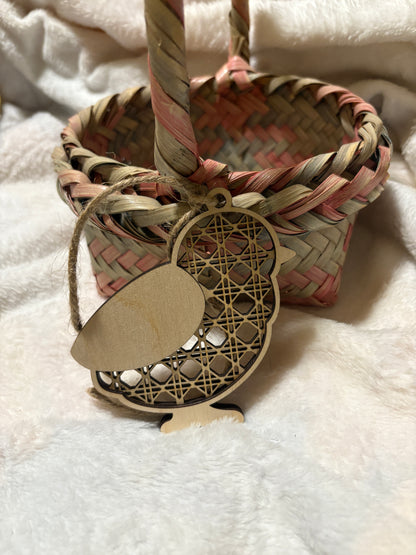 Easter Basket Tag Chick Rattan