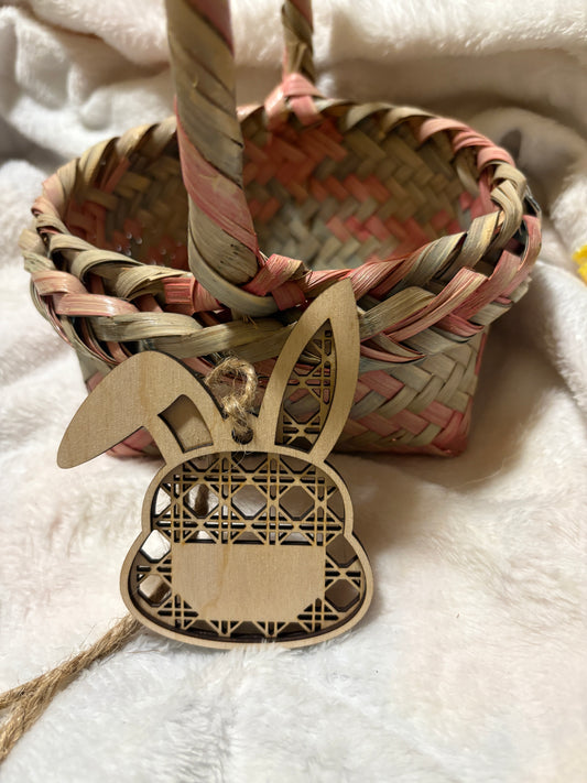 Easter Basket Tag Bunny Rattan