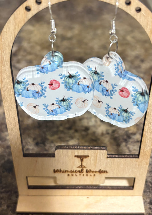 Acrylic Printed Pumpkin Dangle Earrings