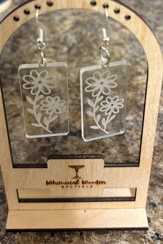 Acrylic Clear Daisy Dangle Earrings