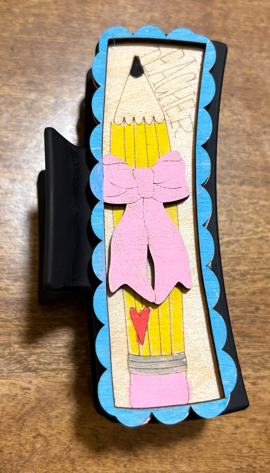 4” 3D Teacher Croquette Claw Clip