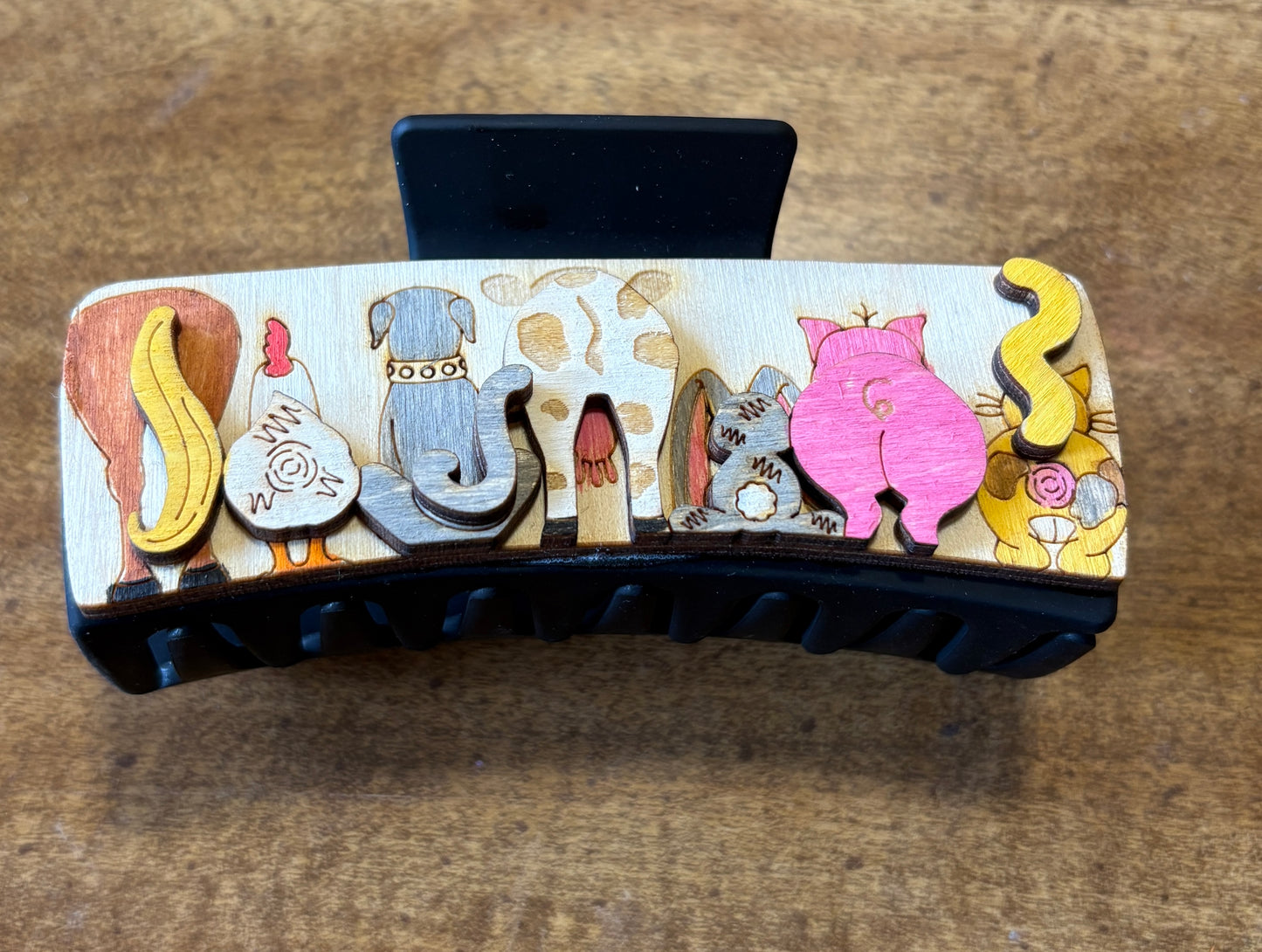 4” 3D Farm Animal Butts Claw Clip