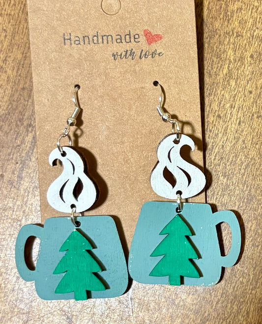 Christmas Coffee Mug Dangle Earrings