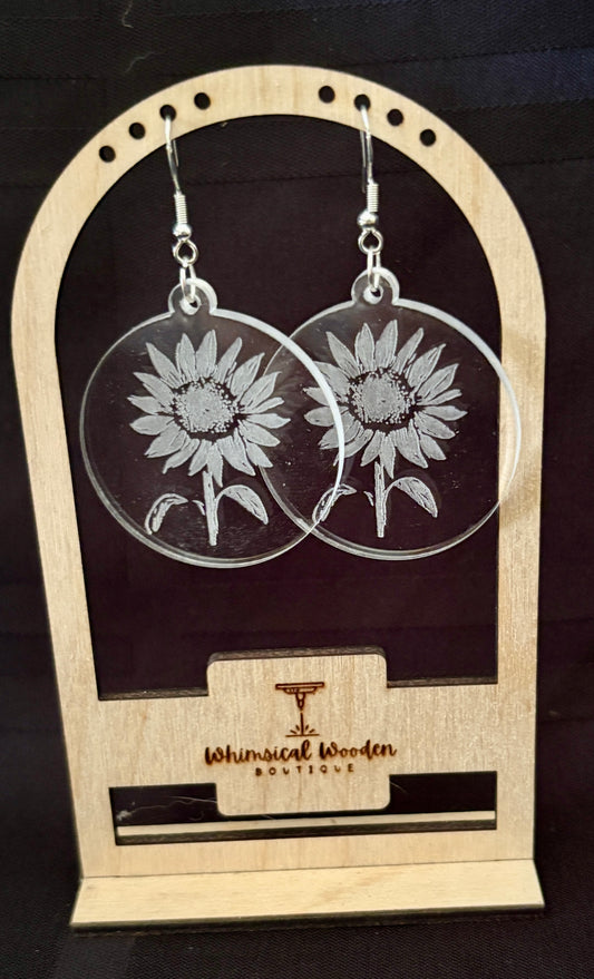 Acrylic Clear Sunflower Dangle Earrings