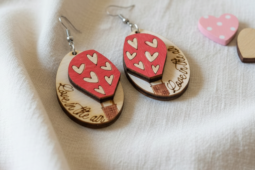 Valentine Hot Air Balloon Dangle Earrings