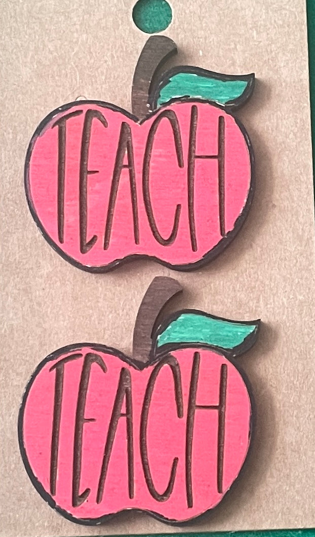 Large Teach Apple Stud Earrings