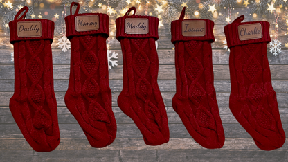 Personalized Christmas Stocking with Leather Patch