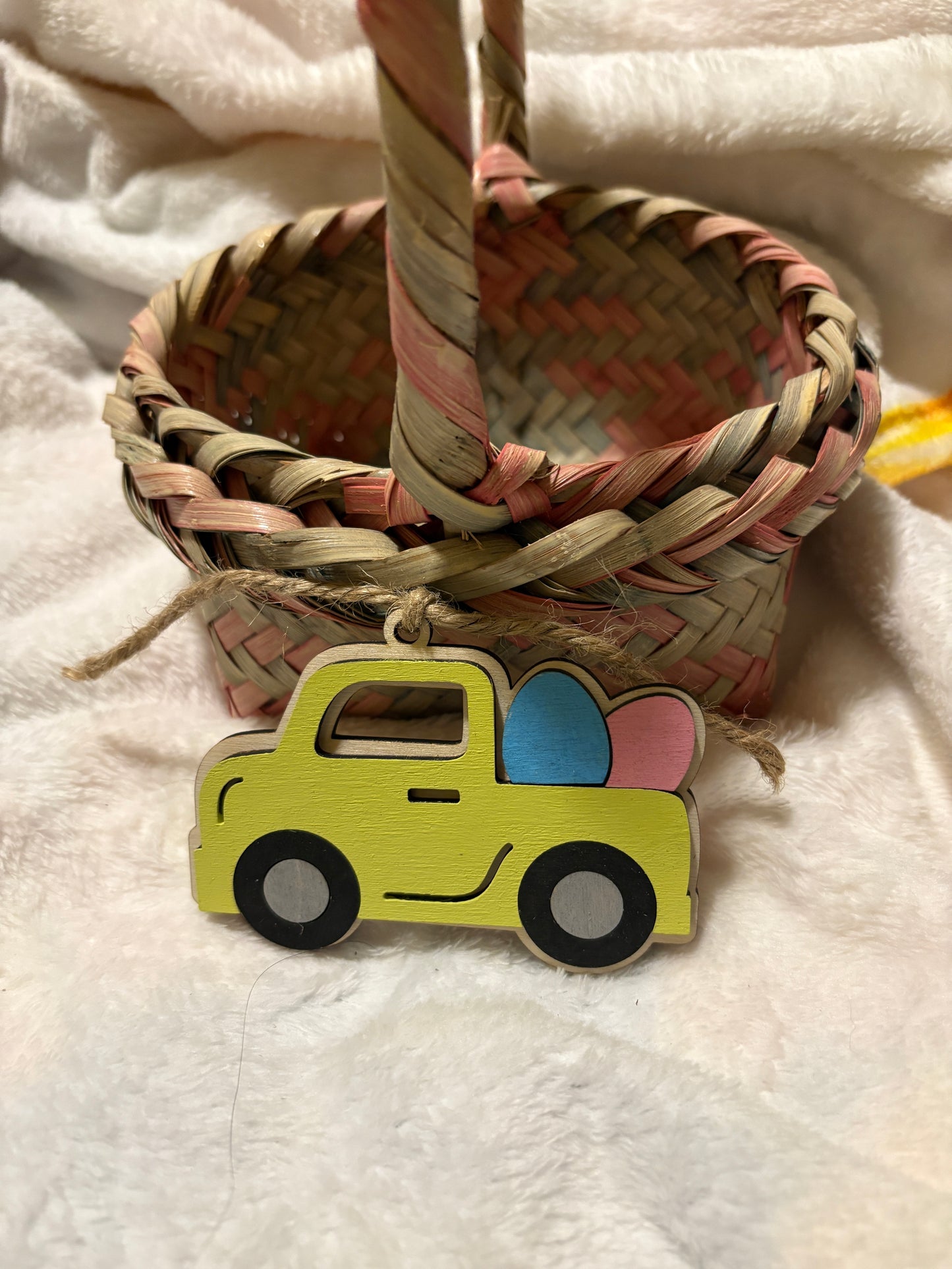 Easter Basket Tag Truck with Eggs