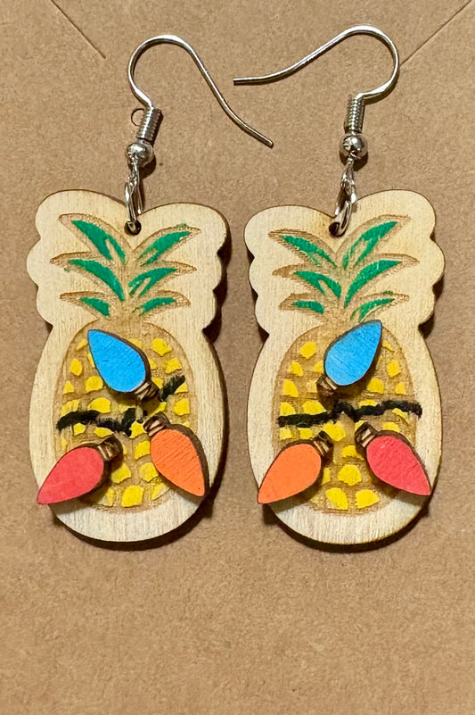 Pineapple Christmas Light Dangle Earrings