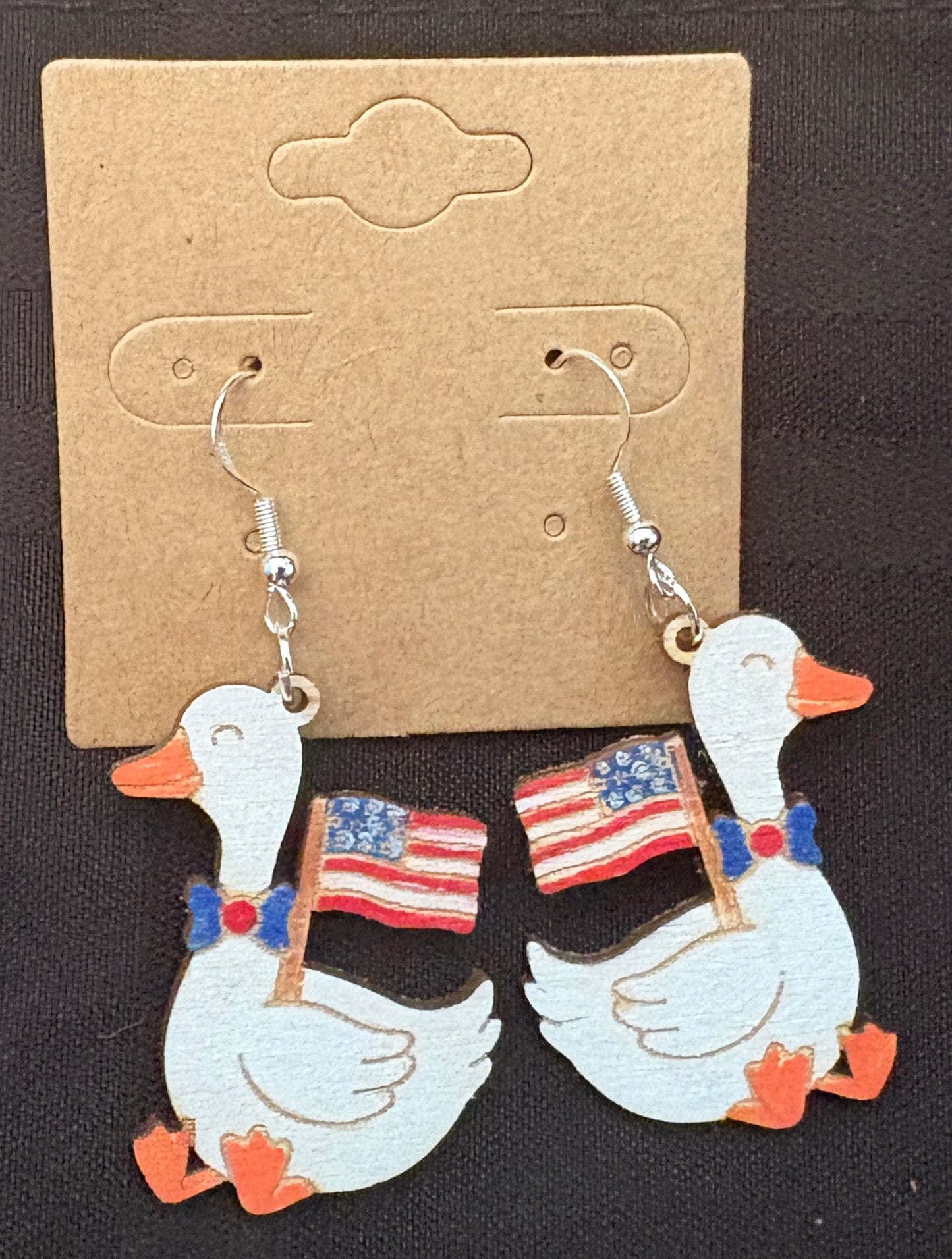 Patriotic Goose Dangle Earrings