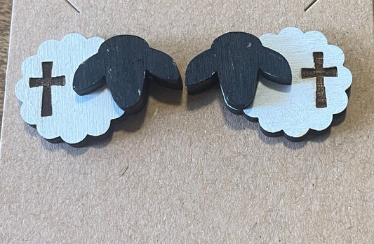 Sheep Cross Stud Earrings