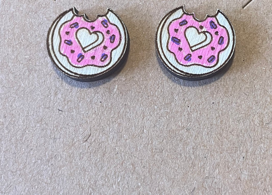 Donut Heart Stud Earrings