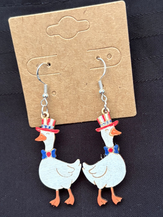Patriotic Goose Dangle Earrings