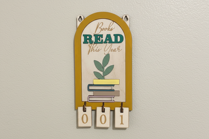 Wooden Books Read Tracker Sign