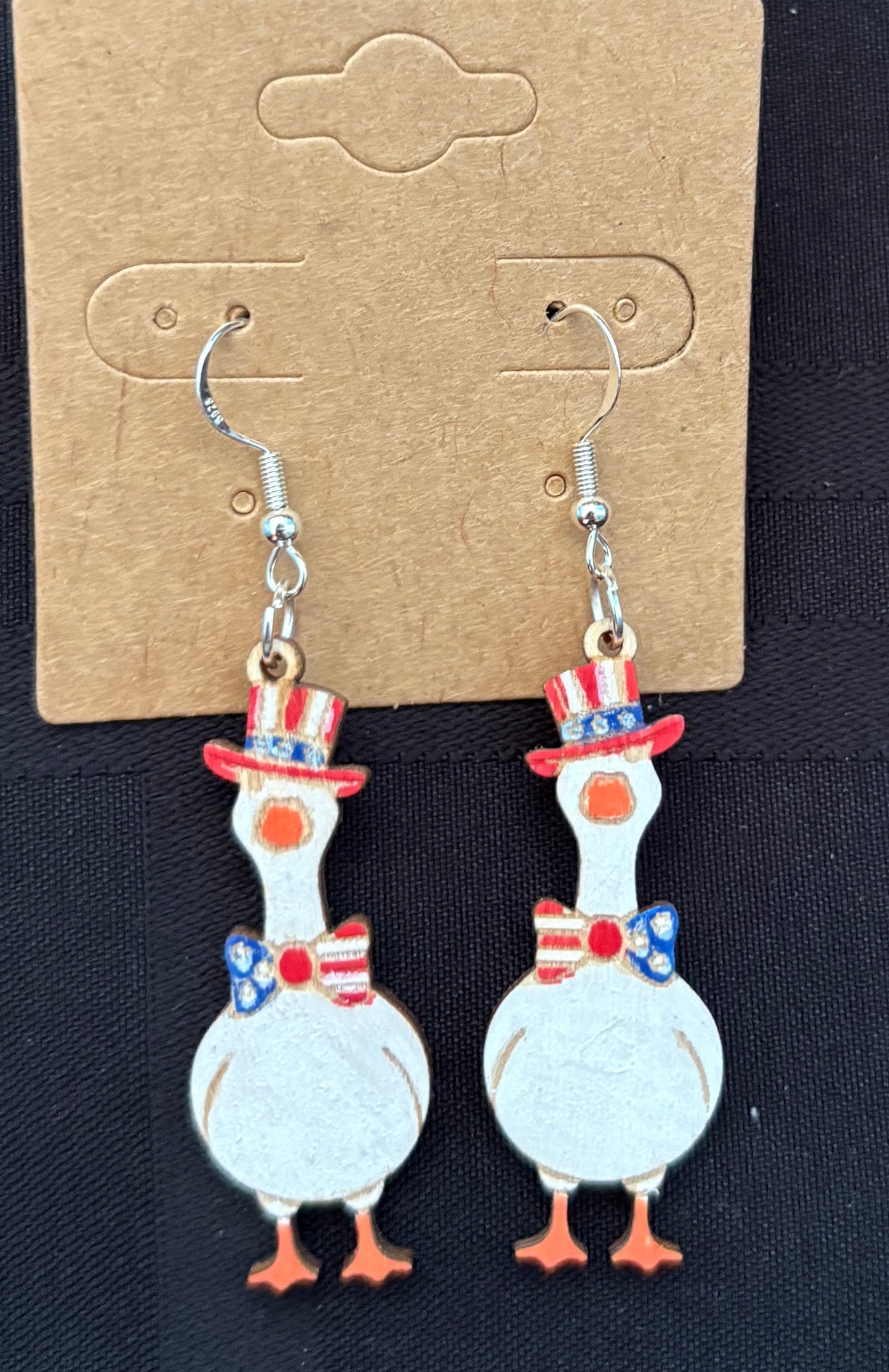Patriotic Goose Dangle Earrings