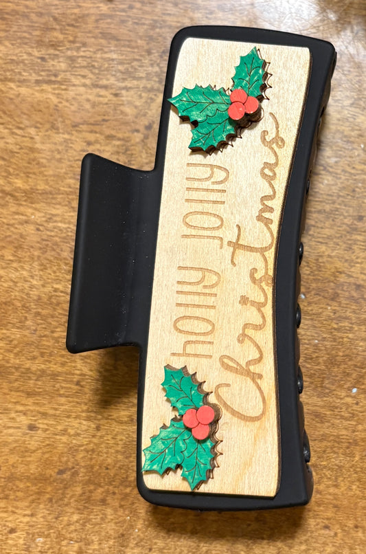 4” 3D Holly Jolly Claw Clip