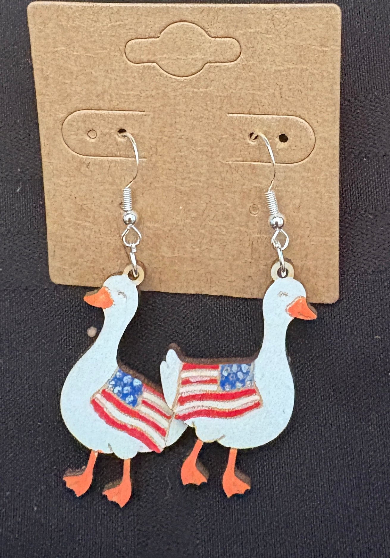 Patriotic Goose Dangle Earrings
