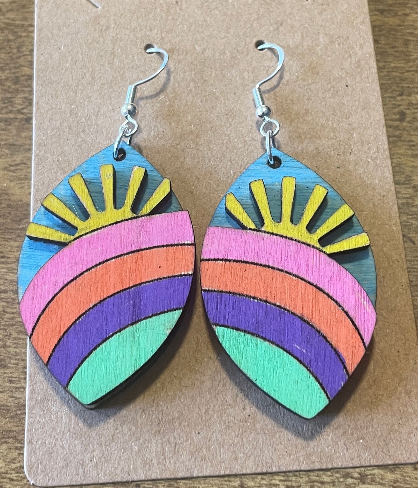 3D Rainbow Sun Dangle Earrings