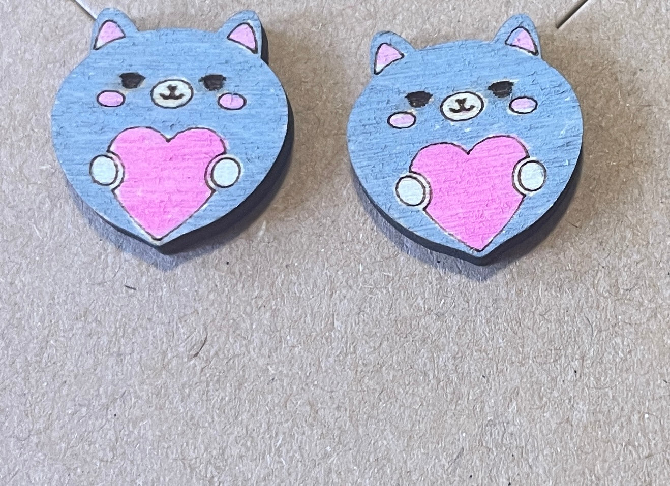 Cat Heart Stud Earrings