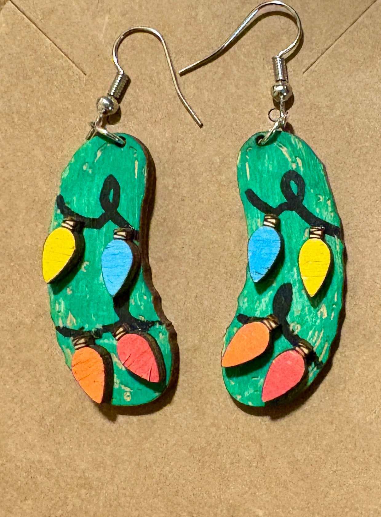 Pickle Christmas Light Dangle Earrings