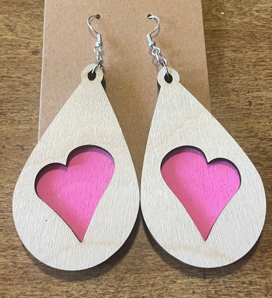 Heart 2 Layer Dangle Earrings