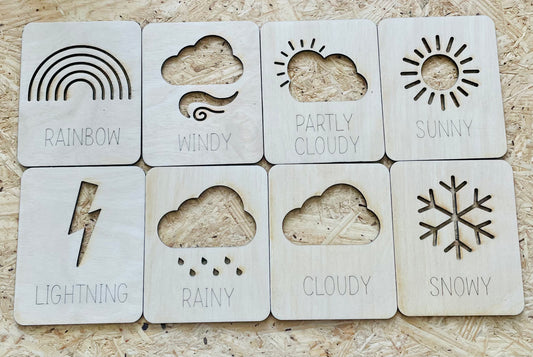 Weather Stencils Flash Cards