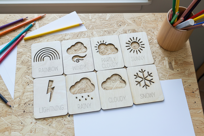 Weather Stencils Flash Cards