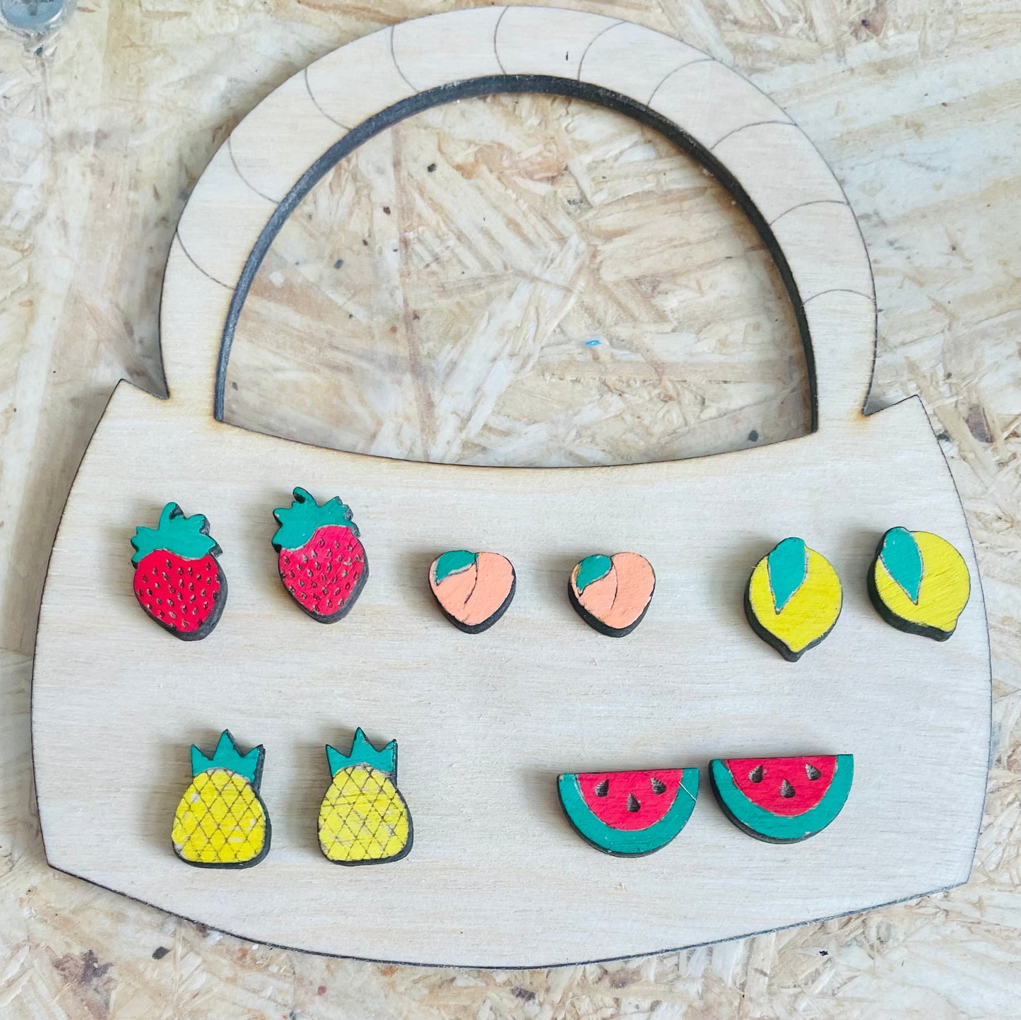 Fruit Stud Earrings and Holder