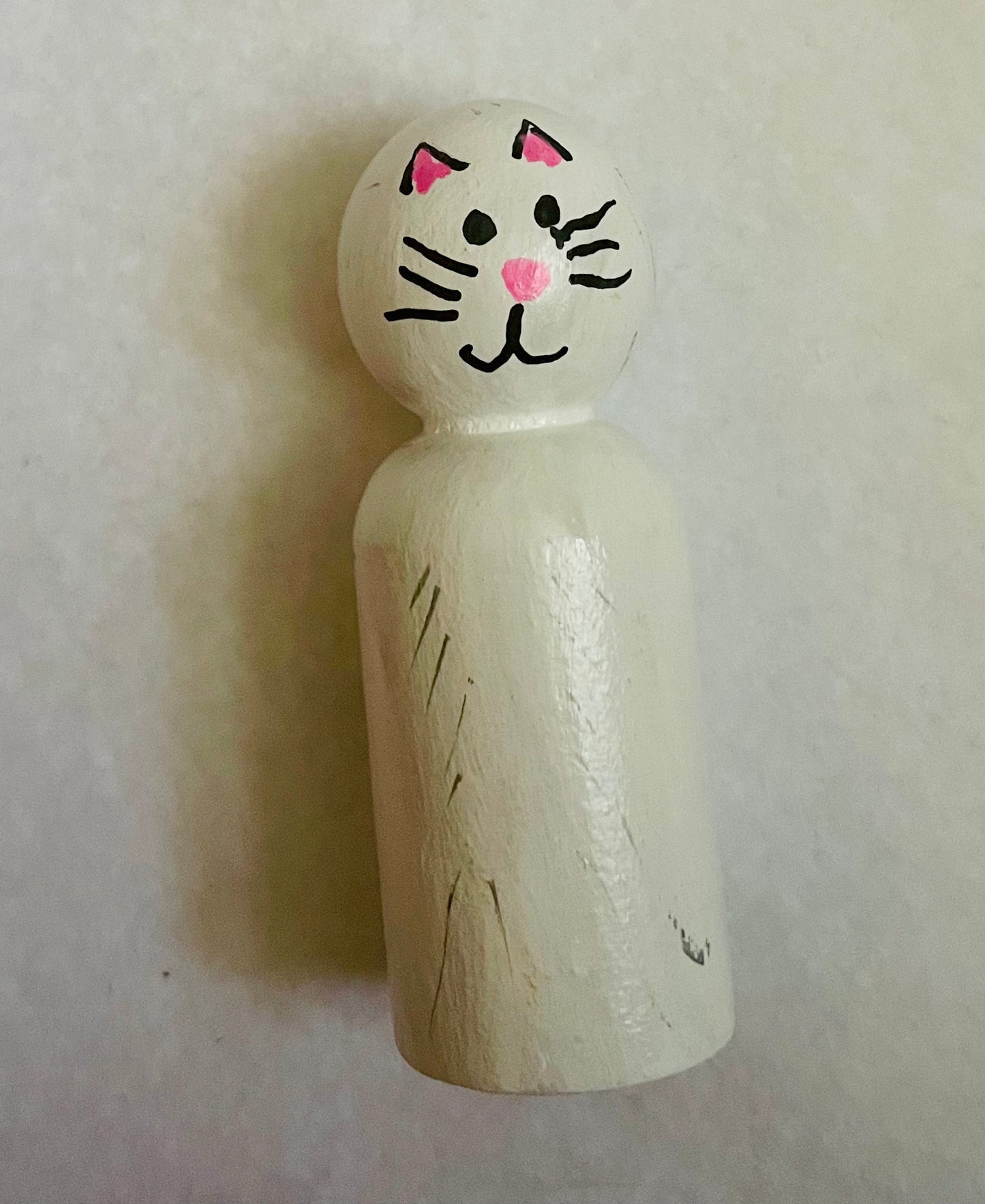 2.4” White Cat Peg Doll