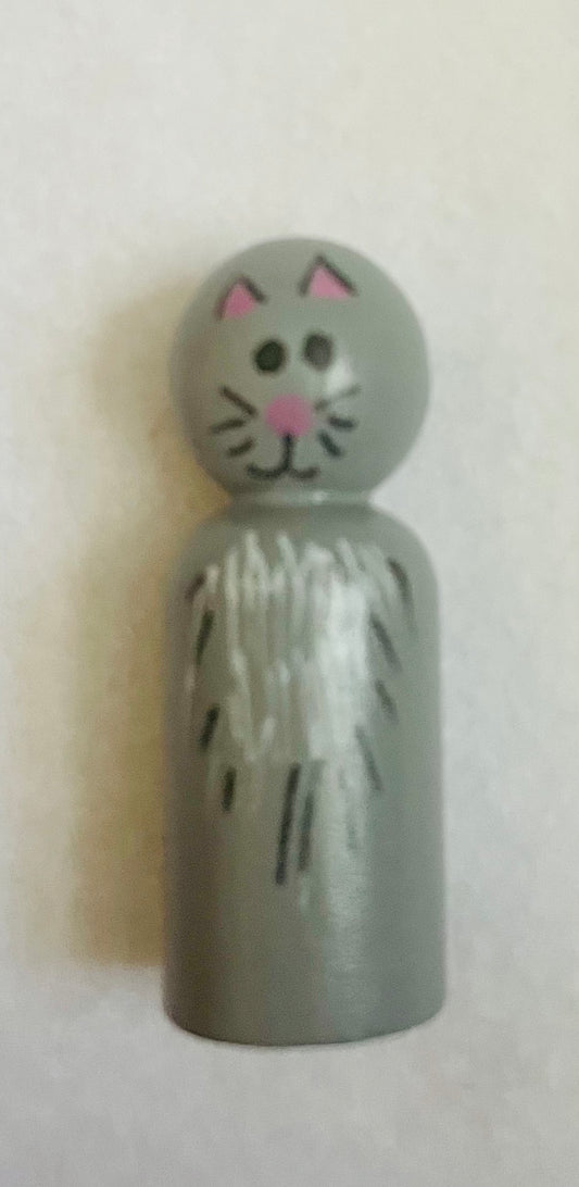2.4” Gray Cat Peg Doll