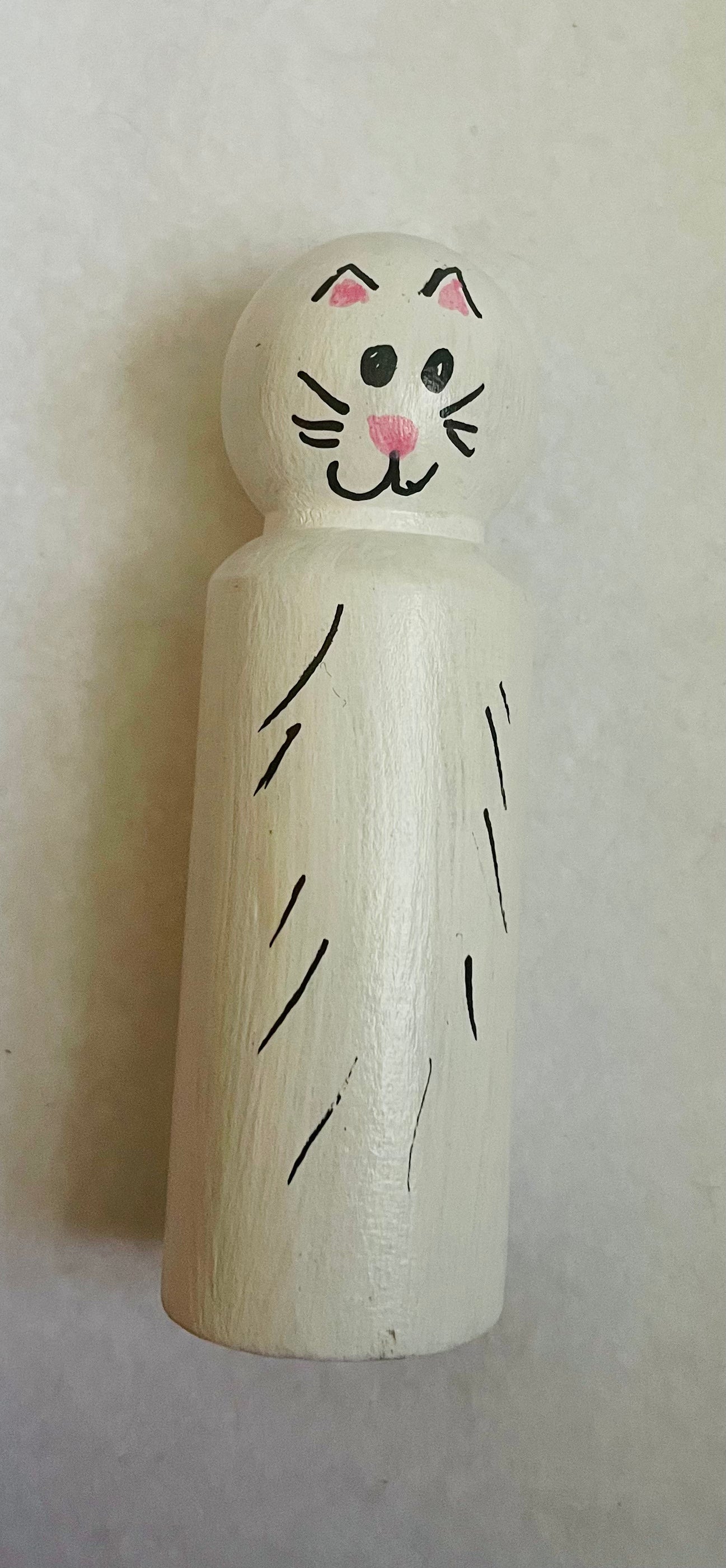 3.5” White Cat Peg Doll