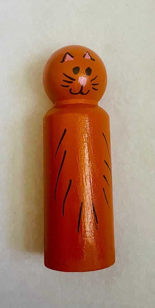 3.5” Orange Cat Peg Doll