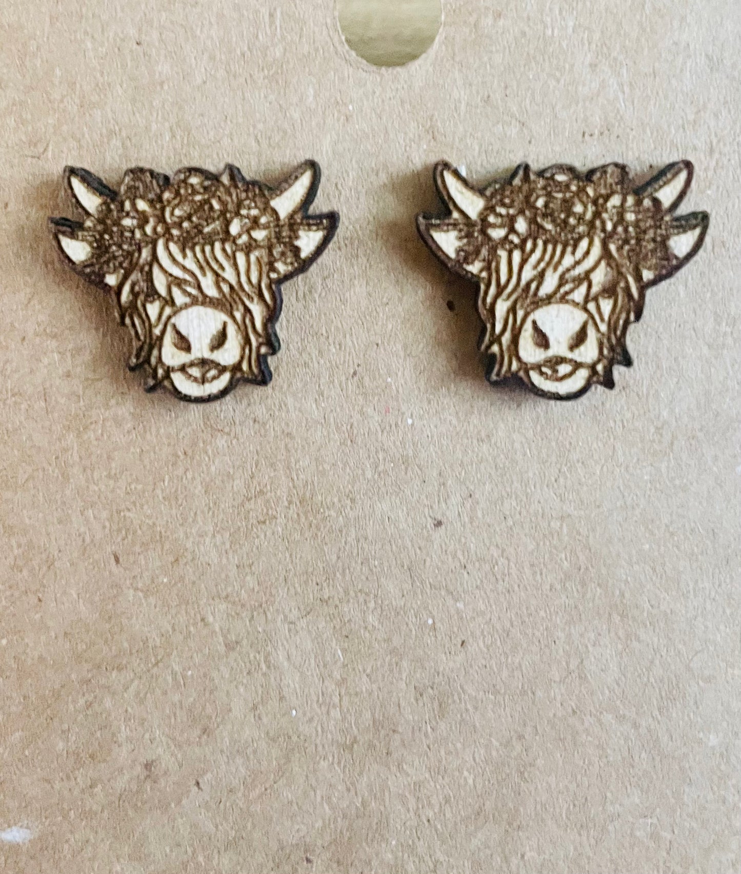 Highland Cow Flower Stud Earrings