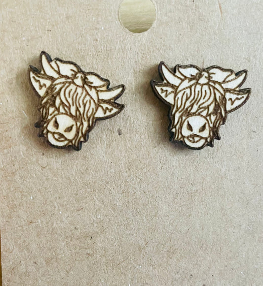 Highland Cow Bandana Stud Earrings