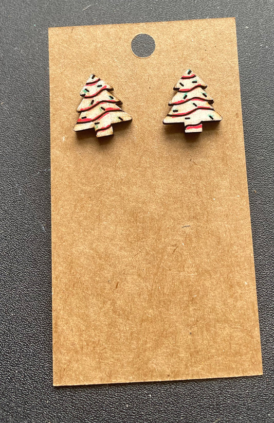 Christmas Tree Cake Stud Earrings