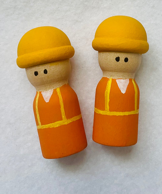 2 1/8” Construction Worker Peg Doll Set